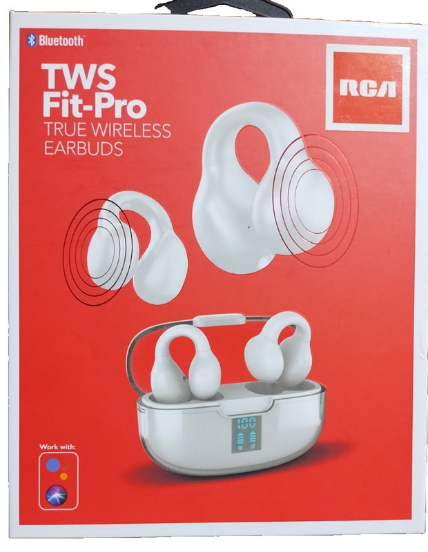 RCA TWS Fit Pro True Wireless Earbuds Comfortable ClipDesign One Step Pairing