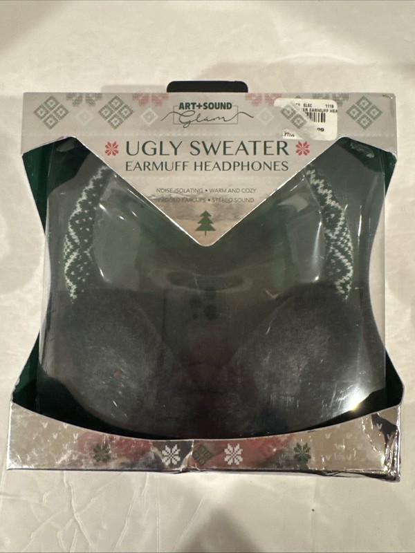 Art + Sound Glam Green Ugly Sweater Earmuff Headphones