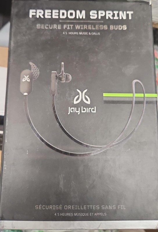 Open box JayBird Freedom Sprint Secure FIT Bluetooth Wireless Buds -Black