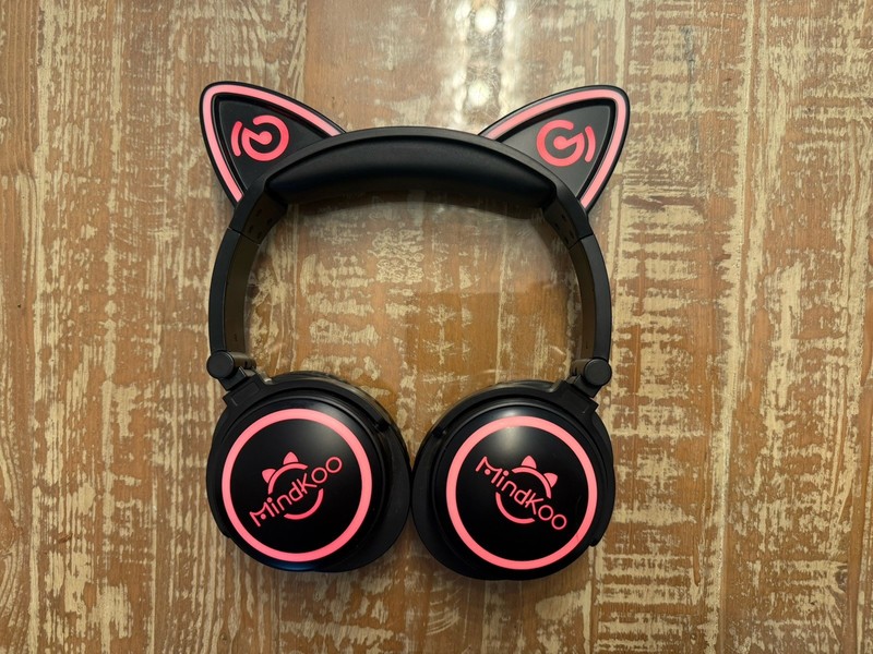 MindKoo Cat Ear Bluetooth Headphones with Microphone, LED Light Up Over Ear Head
