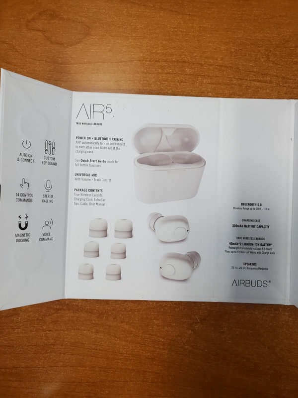 True Wireless AirBuds Air5 Ear Buds White 14 Hours Play Time Bluetooth 1422-R6P5 gallery