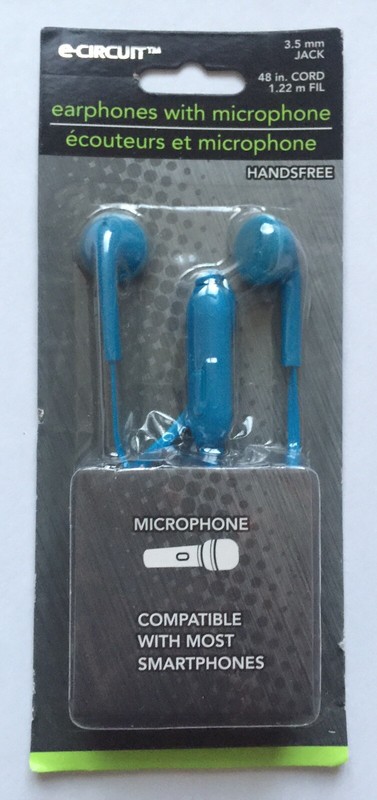 Earphones with Microphone 🎤 Handsfree Blue 3.5 mm Jack 4Ft Cord For Smartphones