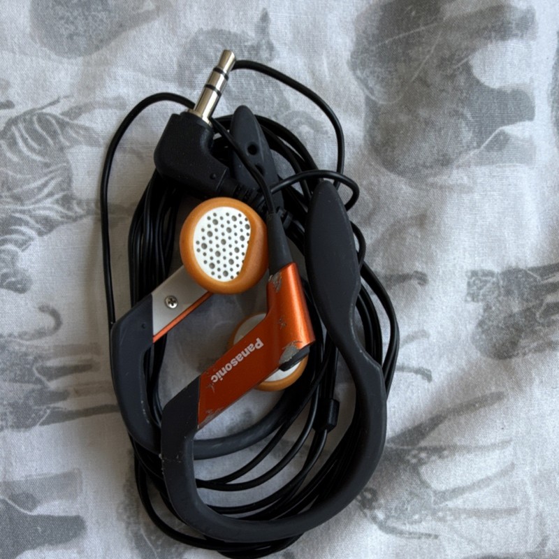 Panasonic Ear-hook Ear-Pad Headphones Orange Black White 3.5mm Jack Double