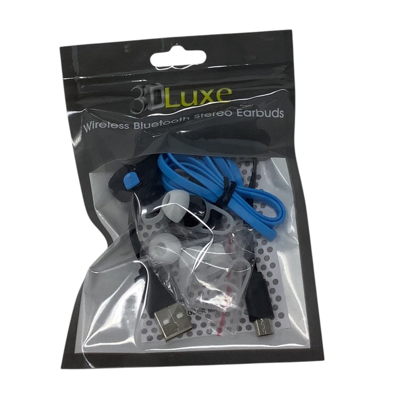3DLuxe Wireless Bluetooth Stereo Earbuds Blue Sport Sweat Proof Workout