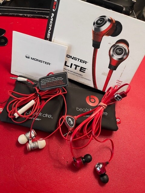 TWO PAIR-Monster High performance unused N-LITE..DR DRE SILVER/RED LOOK!!! BOGO