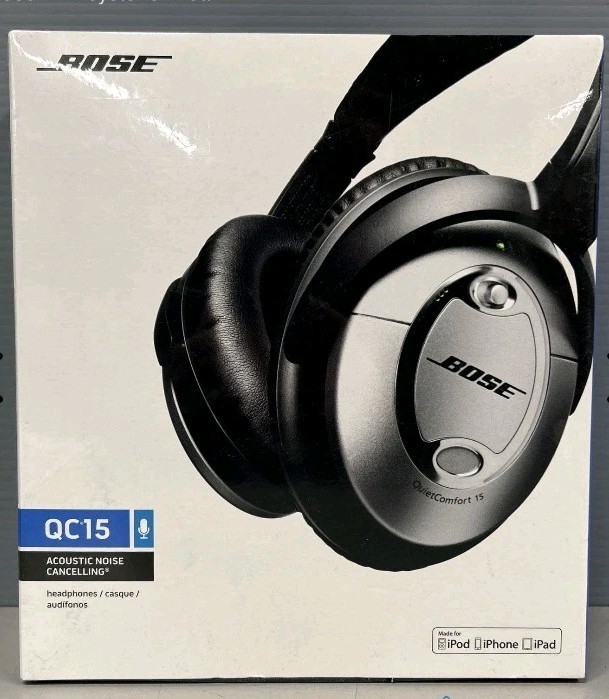 Bose Headphones QC15 Acoustic Noise Cancelling Headphones Silver iPod iPad Seald