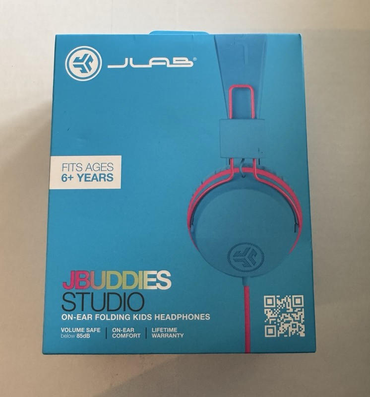 JLab JBuddies Studio Kids On-Ear Folding Headphones – Blue/Pink (New)