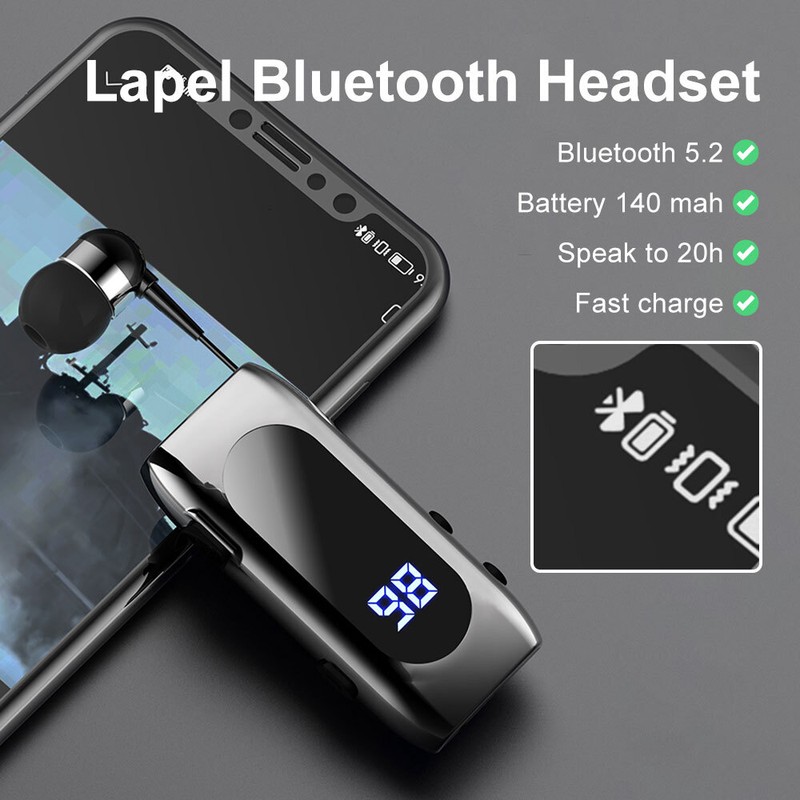 Wired Bluetooth 5.2 Wireless Earpiece Headphones Earbuds Handsfree Headset w Mic gallery