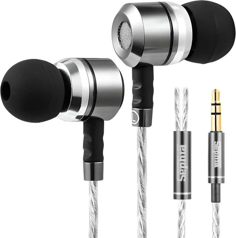 SP3060 Wired Headphones, HD Bass Driven Audio, Lightweight Aluminum Wired in Ear