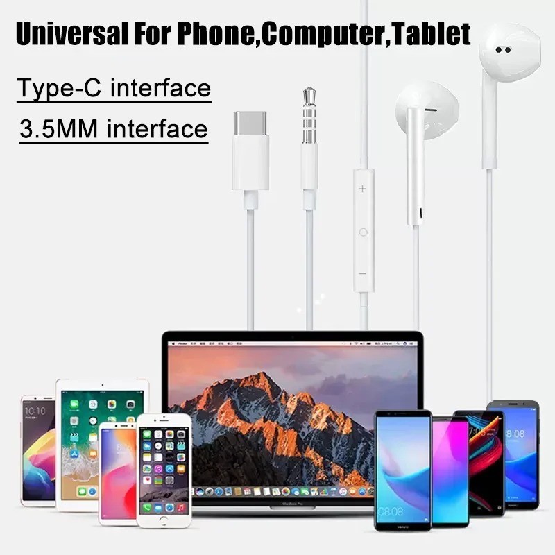 USB-C Type C Wired Headphones Earbuds for iPhone 16 15 Pro Max Plus, Samsung New gallery
