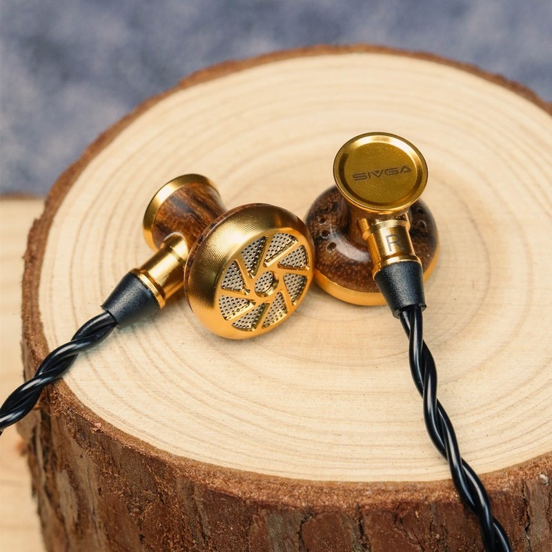 SIVGA M300:African Ebony Wood Flat Head HIFI In-Ear Headphones with 15.4mm Large