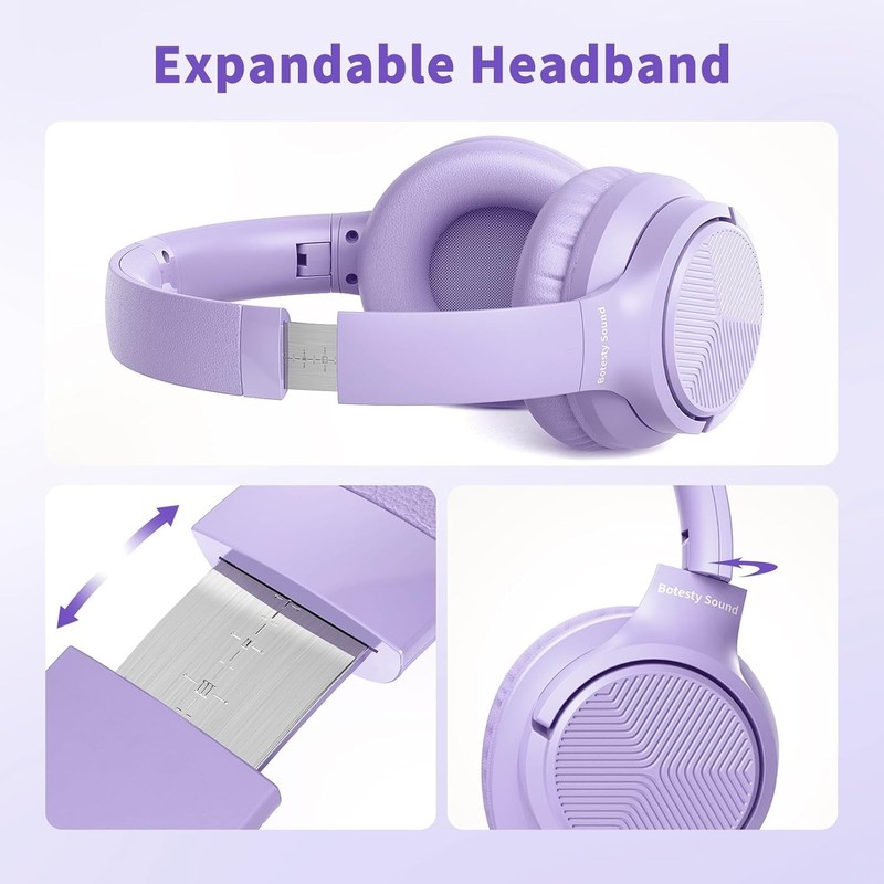 Comfortable Over-Ear Headphones with Mic - Noise Cancellation & Portable Purple gallery