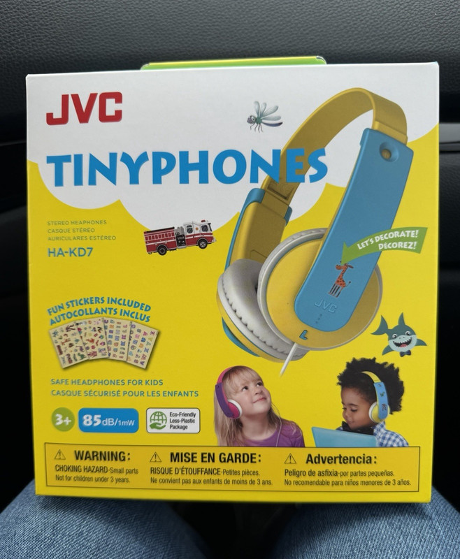 JVC HA-KD7 Tinyphones Kids Headphones Yellow/Blue Volume Limitation Stereo