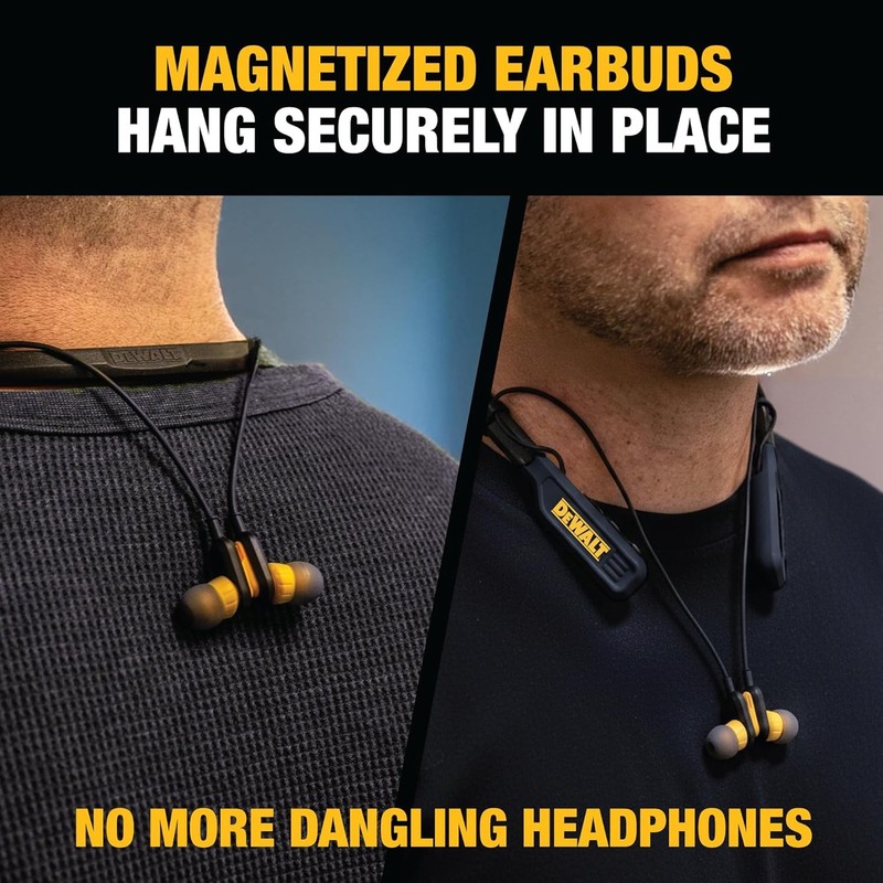 DEWALT Heavy Duty Black Edition 2-In-1 Neckband Bluetooth Headphones W/Built-In gallery