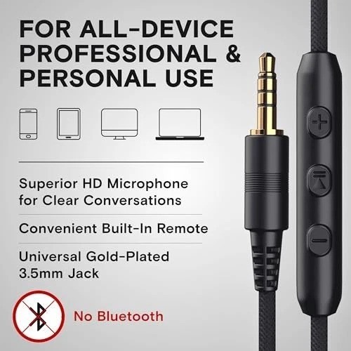 Wired Noise Isolating On-Ear Headphones with Mic for Computer & Laptop - Foldabl gallery