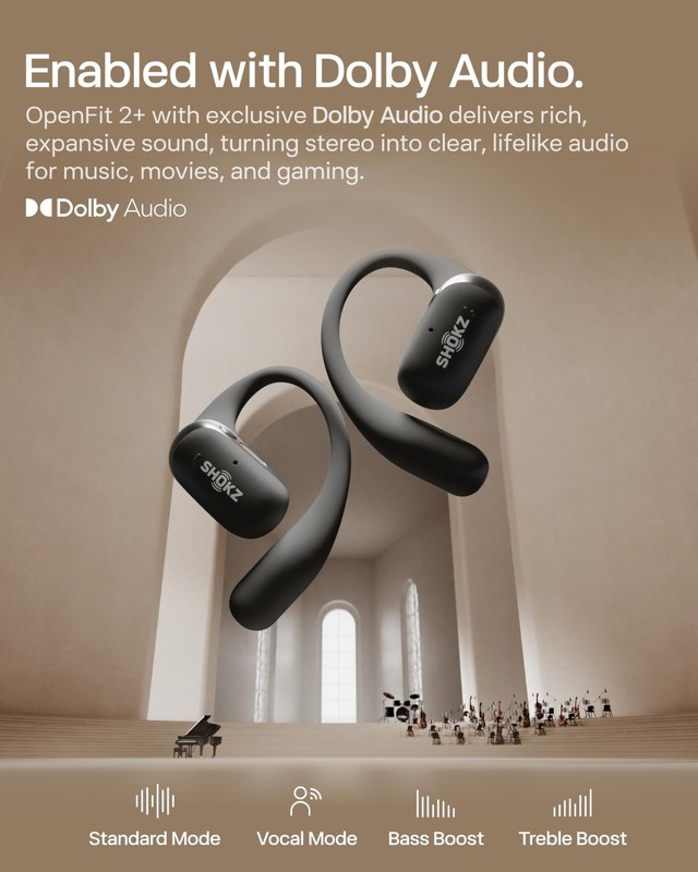 Shokz Openfit 2 Open-Ear Headphones Dolby Audio Enabled Comfortable Earbuds gallery