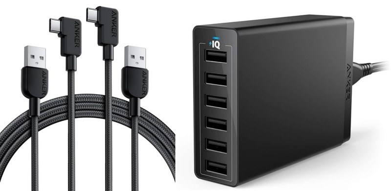 Anker Cable [2 Pack 6ft], Right Angle USB A to C Braided & Black