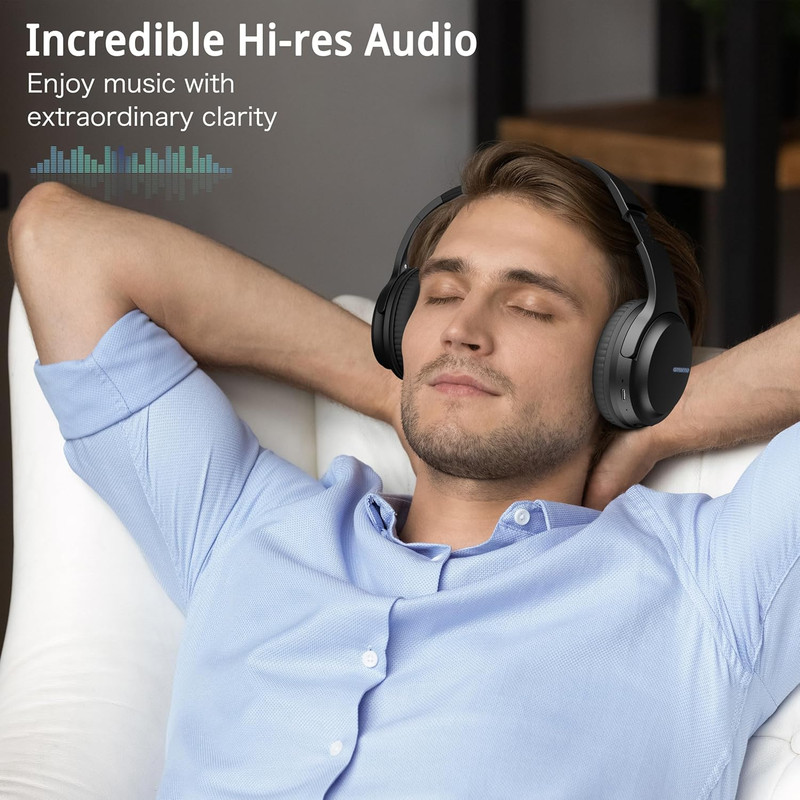 Bluetooth Headphones over Ear, 68 Hours Playtime Wireless Headphones with Mic, F gallery