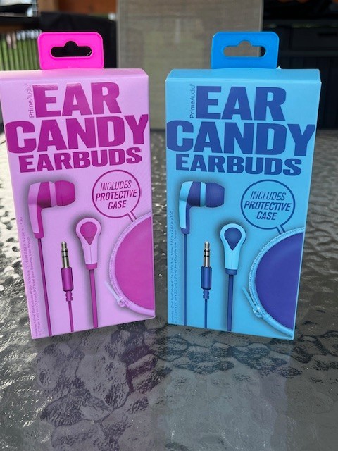 Two Boxes of EAR CANDY EARBUDS w/PROTECTIVE CASE