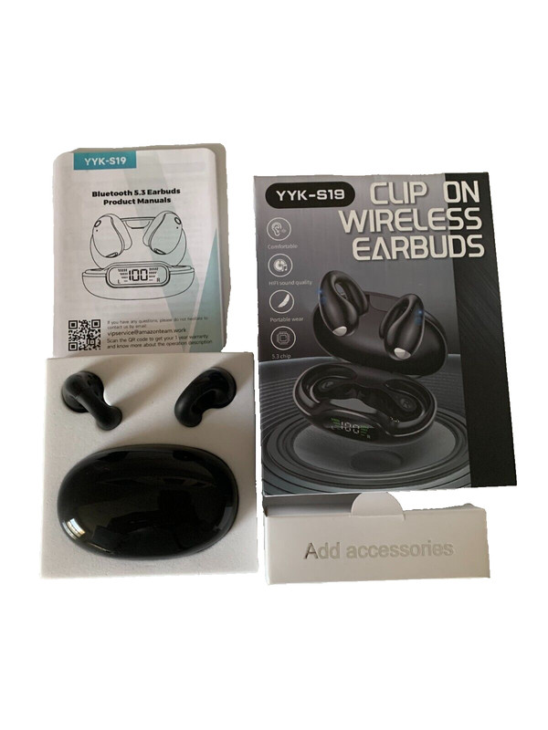 Open Ear Clip On Headphones Bluetooth 5.3 True Wireless Earbuds 4 HD Mic YYK-S19