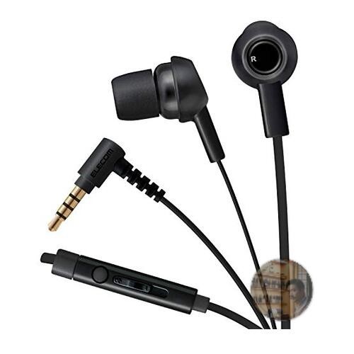 ELECOM EHP-CS3520MBK Stereo Earphones w/Mic Flat Tangle-Free Cable Black 1.2m