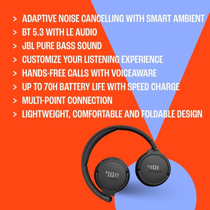 JBL JBLT670NCBLKAM-Z Tune 670NC On-Ear Headphones, Black - Certified Refurbished gallery