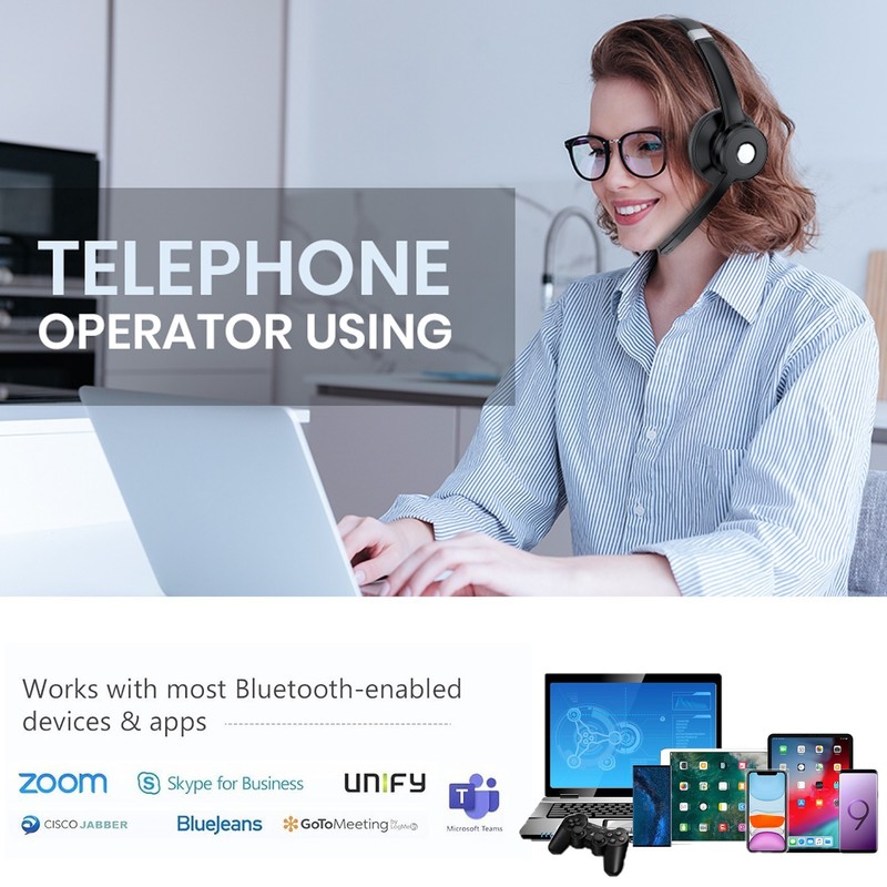 Wireless Bluetooth Headsets with Mic for Home Office Phone Call Center Trucker gallery