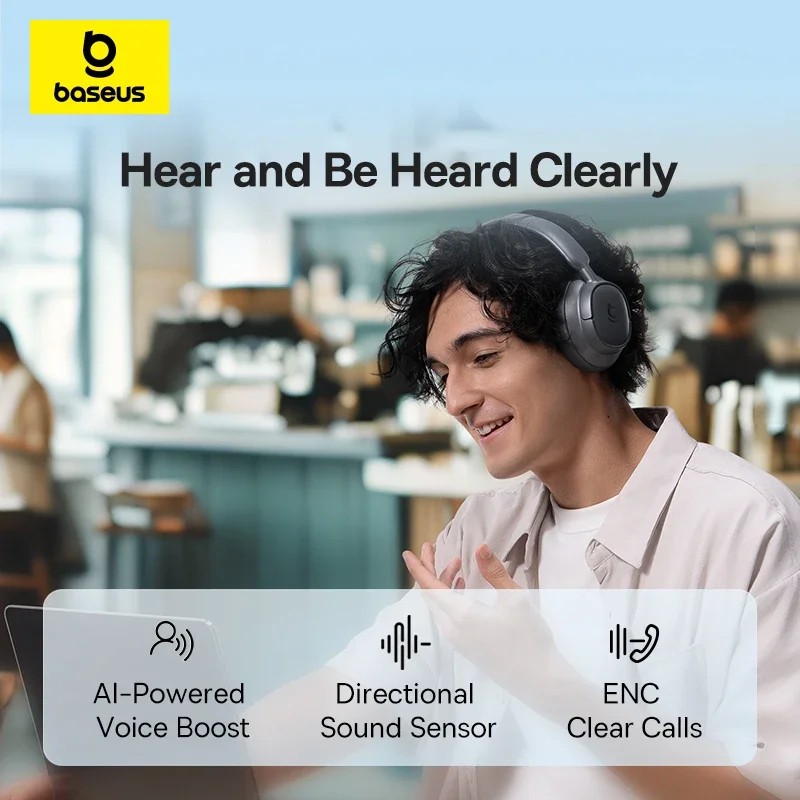 Baseus Bass BH1 Bluetooth Headphones 80H Playtime SuperBass ENC Clear Calls gallery