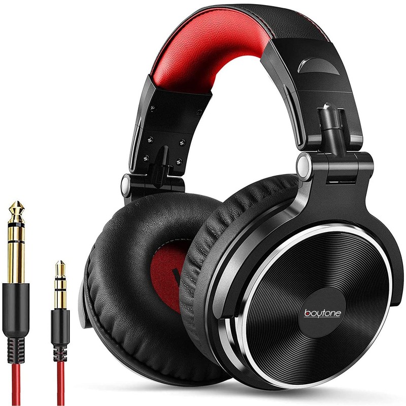 Boytone BT-10RD Wired Over Ear Headphones Studio Monitor & Mixing 50mm, Red