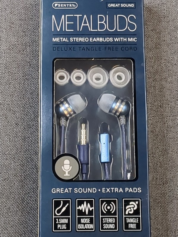 Century MetalBuds Metal Stereo Earbuds With Mic NIB gallery