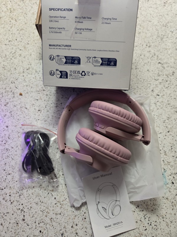 KVIDIO Bluetooth Headphones Over Ear, 65 Hours Playtime Wireless Headphones Pink gallery