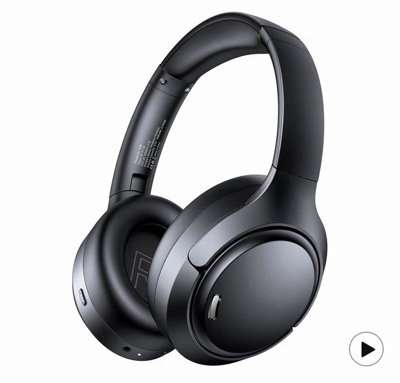 Black Wireless Over-Ear Headphones, Memory Foam, Adjustable, Rotatable