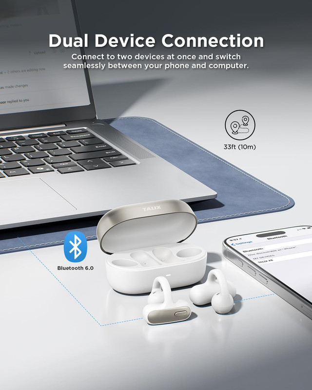 TALIX Open Ear Clip-On Earbuds X8 with AI ENC & Powerful Bass, Wireless Bluetoot gallery