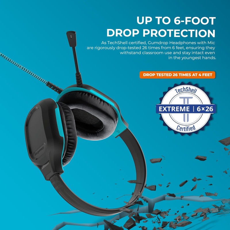 Gumdrop DropTech On-Ear Wired Headphones w/Mic | USB C - Long Tangle Free Che... gallery