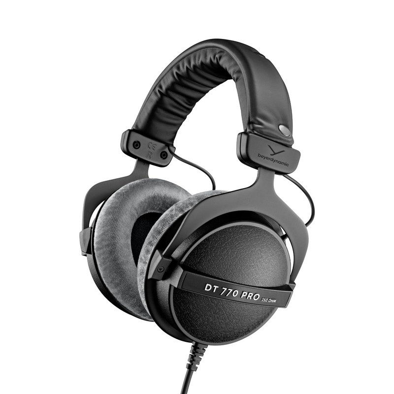 DT 770 PRO, Wired Headphones, 3m Coiled Cable, Black with Gray Ear Pads