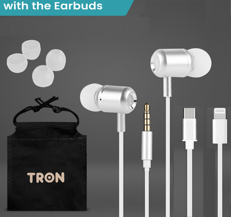 TRON Wired Earbuds with Mic & Volume Control, Noise-Isolating In-Ear Headphone gallery