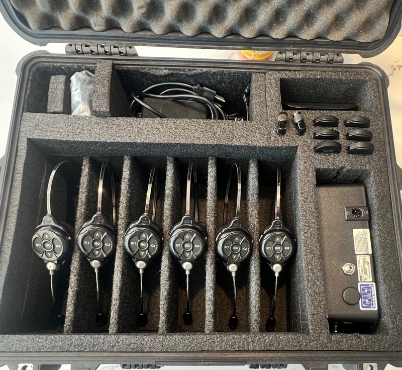 Clear Com HME DX100 Complete Set w/ 6 Wireless Carbon Fiber Control Headsets