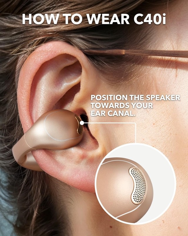 C40i by , Open-Ear Earbuds, Clip-On Headphones, Flexible Joint Design, Button... gallery