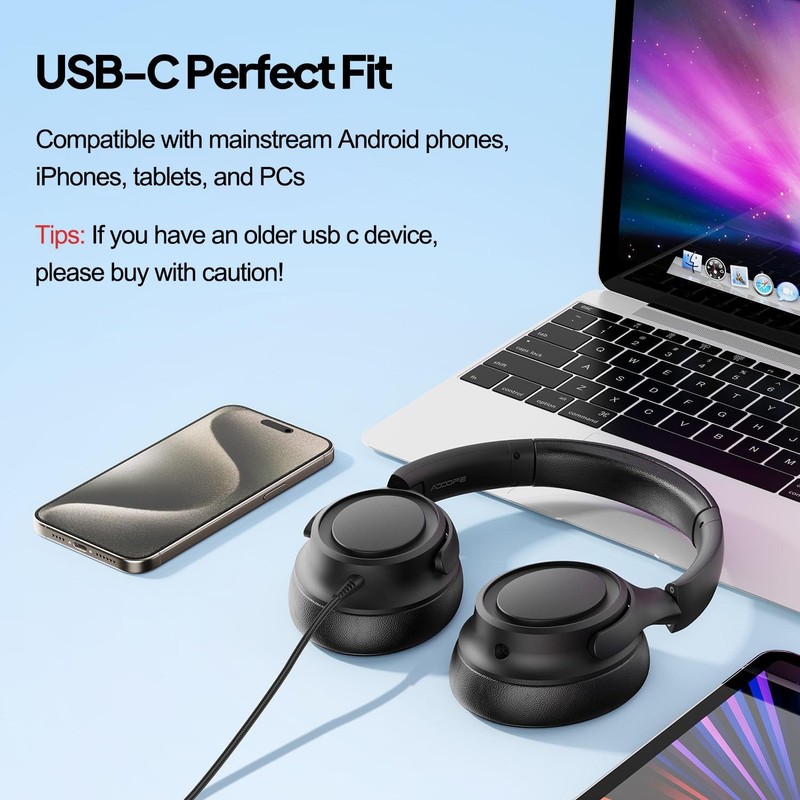 Wired Over-Ear Headphones with USB C Connector, Hi-Fi Stereo Sound, Noise-Iso... gallery
