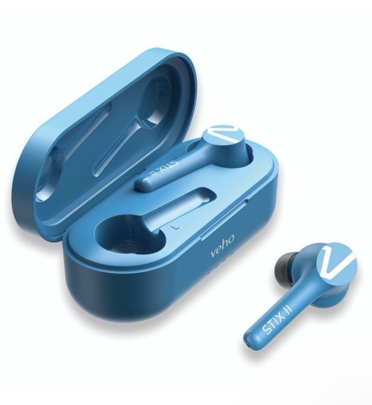 Veho STIX II True Wireless Earphones – Aqua Blue, NIB