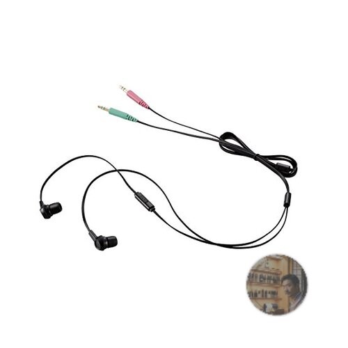 ELECOM HS-EP12BK In-Ear Stereo Headset w/Mic Black 1.3m Cable New