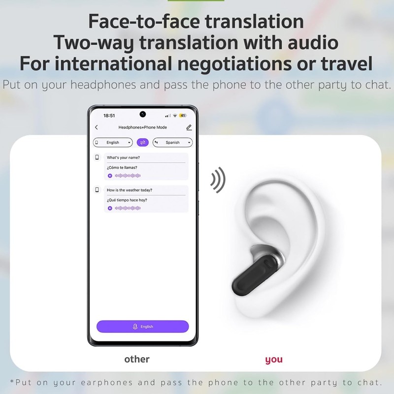 AI Translation Earbuds LCD Touch Screen Real Time 135 Languages ENC Bluetooth gallery