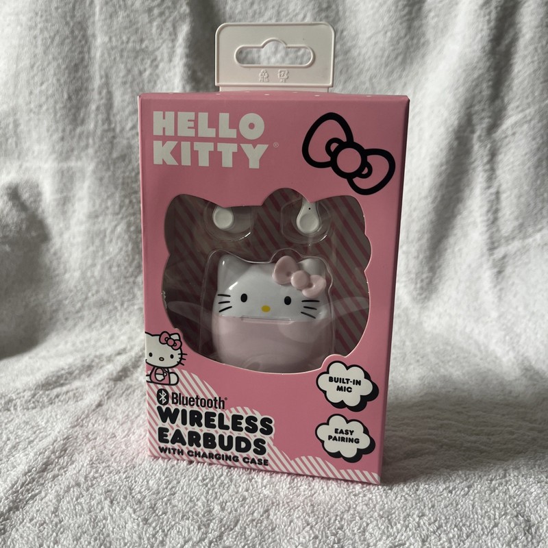 Hello Kitty Bluetooth Wireless Earbuds with Charging Case new, sealed unopened.