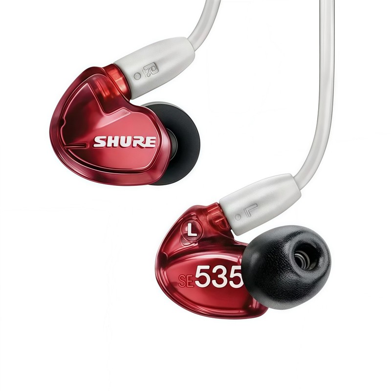 Shure SE535 Earphones Sound Isolating 3.5mm Pro Cable Headphones – White Red