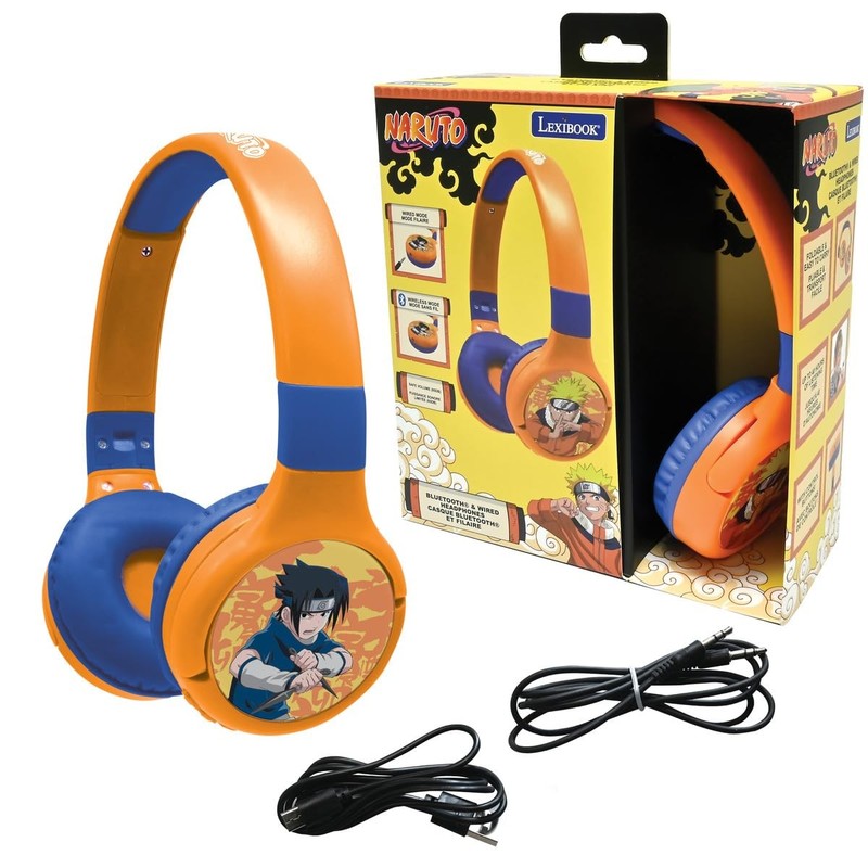 , Naruto, 2-in-1 Bluetooth & Wired Headphones with Microphone and Control But…