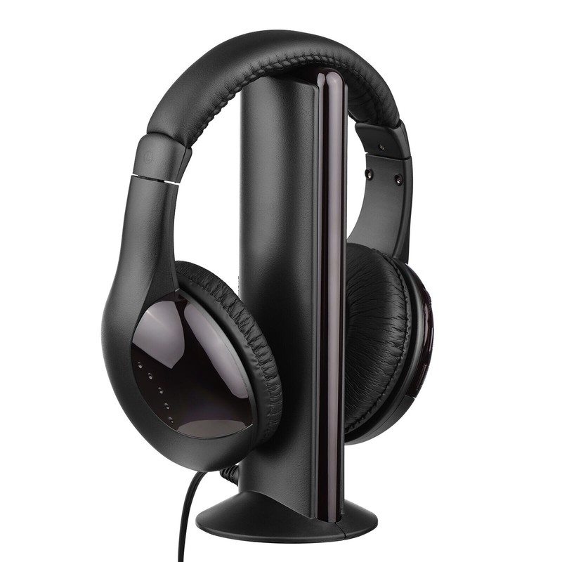 Black 5 in 1 Wireless Cordless Headphones Headset with Mic for PC TV Radio G4M8 gallery