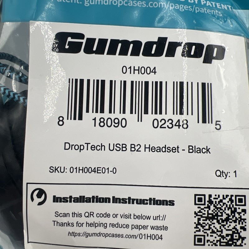 New Gumdrop DropTech USB B2 Headset Black 01H004 Over-Ear Headphone with Mic gallery