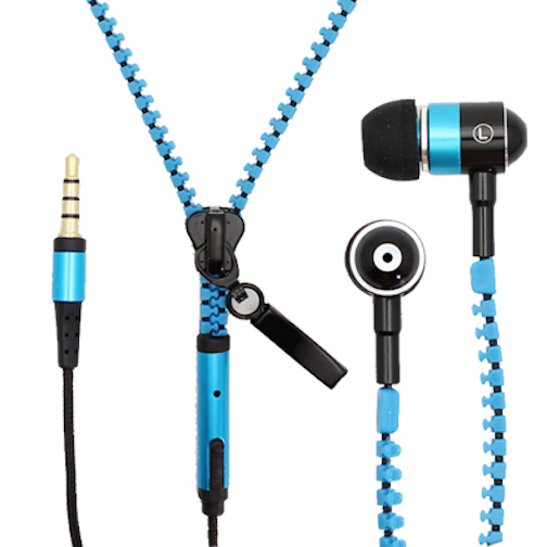 New Microphone Mic Earbuds Premium 3.5mm Tangle-Free Zipper Earphones Headset US