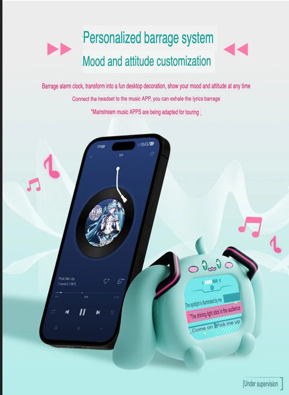 Anime Miku LCD Bluetooth Headphones Touch Screen iPhone Android Hatsune Earbuds gallery