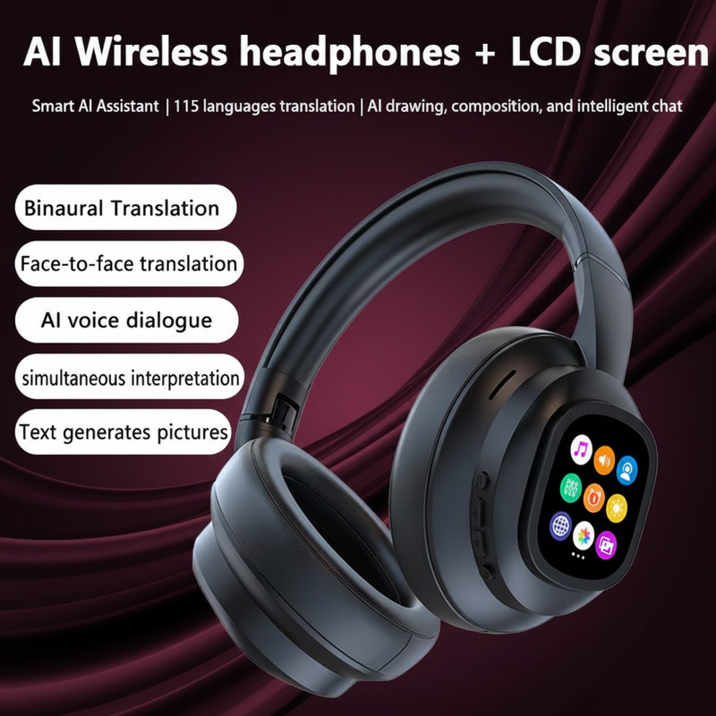 AI Headphones with Detachable Screen - 115-Language Real-Time Translation, Hy... gallery